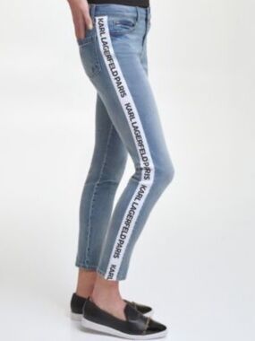 Karl Lagerfeld  Paris Denim Jeans  skinny Trendy stretch ,Logo Side  size 4